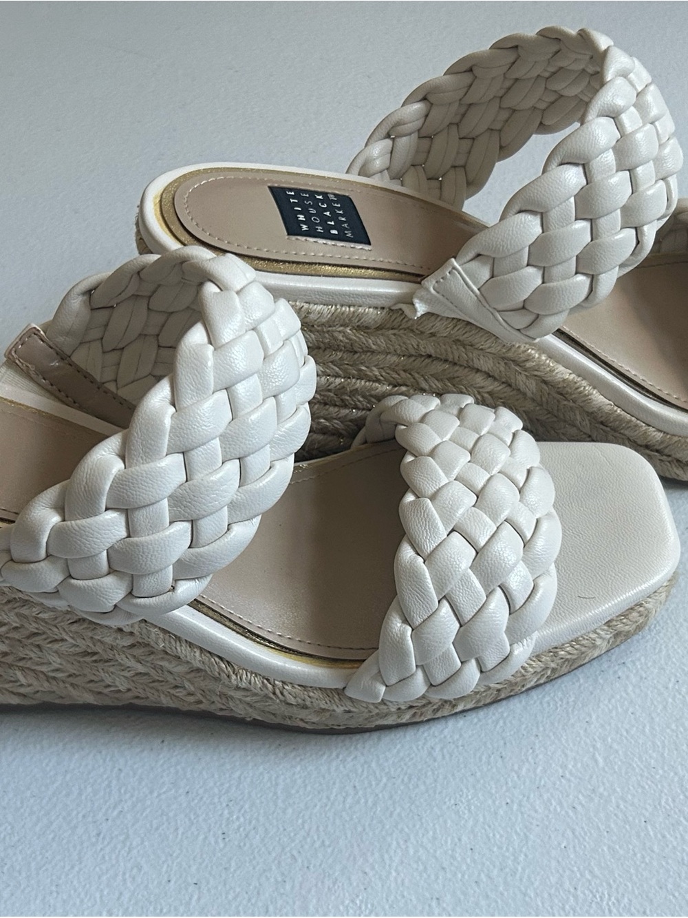 White House Black Market Cream Braided Espadrille Platform Sandals